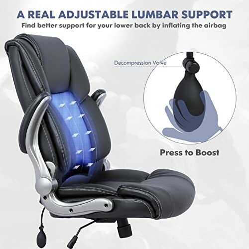COLAMY High Back Executive Office Chair with inflatable lumbar support.