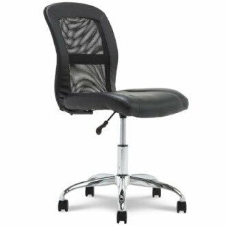 Black mesh office chair with chrome base
