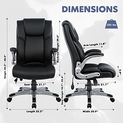 COLAMY High Back Executive Office Chair with flip-up arm design.