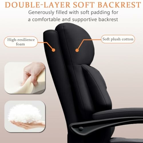 Ergonomic chair with double-layer soft backrest, featuring high-resilience foam and soft plush cotton.