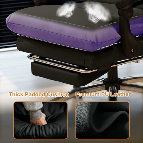 Ergonomic chair with thick padded cushion and PU leather