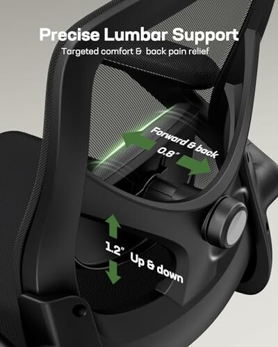 Ergonomic chair with precise lumbar support adjustments.