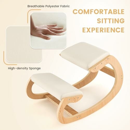 Ergonomic kneeling chair with breathable fabric and high-density sponge for comfortable sitting.