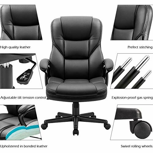 Black ergonomic office chair with adjustable features and high-quality leather.