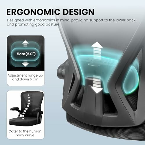 Ergonomic chair with adjustable lumbar support and posture-friendly design.