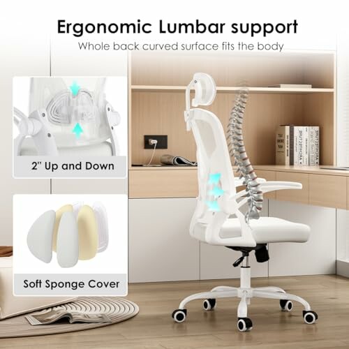 Ergonomic office chair with lumbar support and adjustable features.
