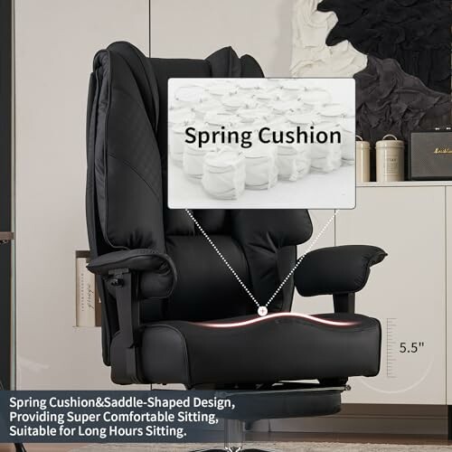 Ergonomic office chair with spring cushion and saddle-shaped design.