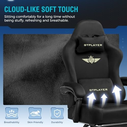 GTPlayer gaming chair with cloud-like soft touch, breathable and durable design.